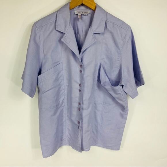 Lt Purple Ramie Cotton Short Slv Blouse Sz 16 - Picture 1 of 6